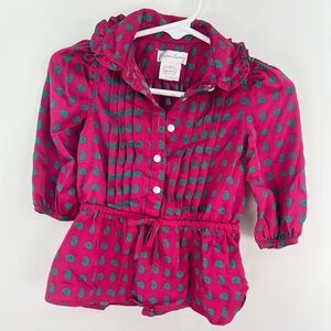 Ralph Lauren purple or magenta satin paisley shirt with ruffled collar size 6M